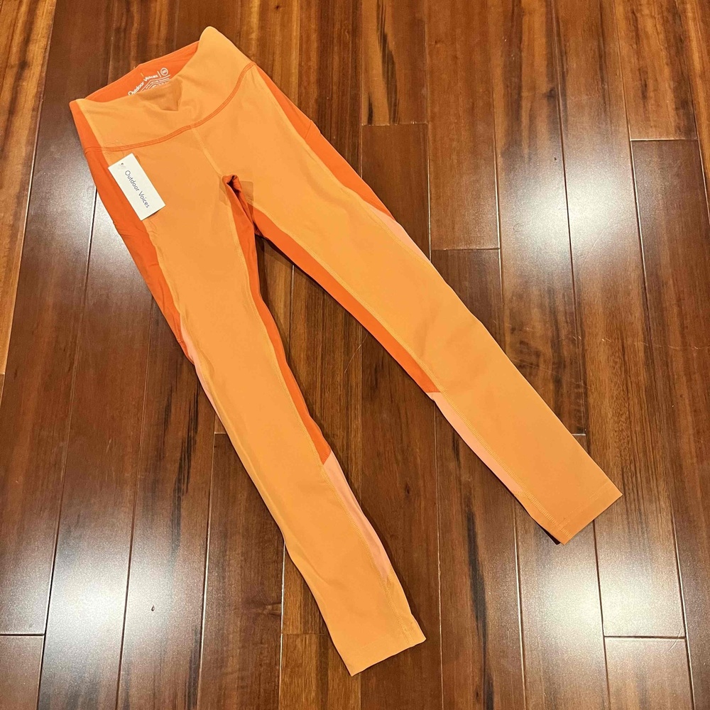 New NWT Outdoor Voices Orange Color Block 7/8 Leggings Activewear Pants Size XXS